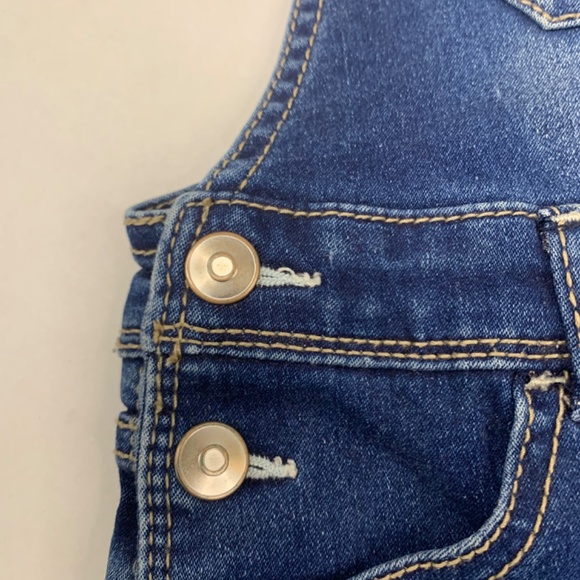 Girls/Toddler WONDER NATION 4T shortalls boho white floral/lace denim overalls - Picture 6 of 14